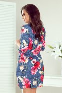 SOPHIE Wygodna sukienka Oversize - KWIATY NA JEANSIE
