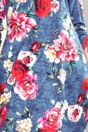 SOPHIE Wygodna sukienka Oversize - KWIATY NA JEANSIE