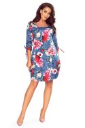 SOPHIE Wygodna sukienka Oversize - KWIATY NA JEANSIE
