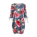 SOPHIE Wygodna sukienka Oversize - KWIATY NA JEANSIE