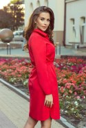 CAMILLE Koszulowa sukienka z wiązaniem - CZERWONA