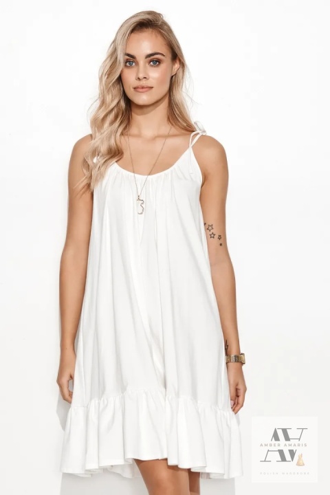 👉 Śmietankowy urok – letnia sukienka dresowa z falbaną i wiązaniem | Styl i wygoda ❤️ 👉 Śmietankowy urok – letnia sukienka dresowa z falbaną i wiązaniem | Styl i wygoda ❤️