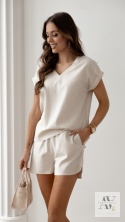 AMARA – beżowy lniany komplet letni