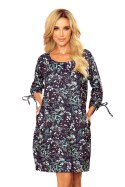 SOPHIE Wygodna sukienka Oversize - Miętowe liście na ciemnym tle