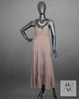 FIORA – czekoladowa sukienka z falbanami