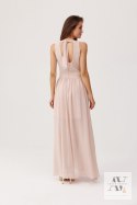 ELINA – Szyfonowa sukienka maxi w kolorze pudrowego różu