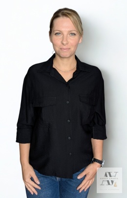 ELIZA – czarna koszula luźna pudełowa z kieszonką