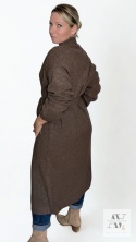 ISABELLA – czekoladowy sweter wełniany płaszczowy z paskiem w talii