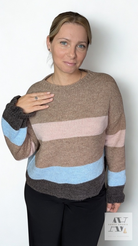 Sweter ARIA blue caramel– ciepło, styl i wygoda w jednym