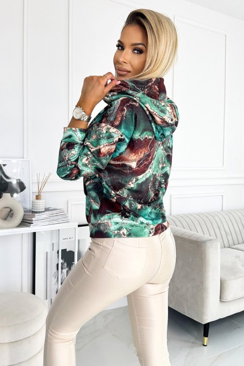 Bluza kangurka z kapturem - turkusowo-brązowy marmur Bluza kangurka z kapturem - turkusowo-brązowy marmur