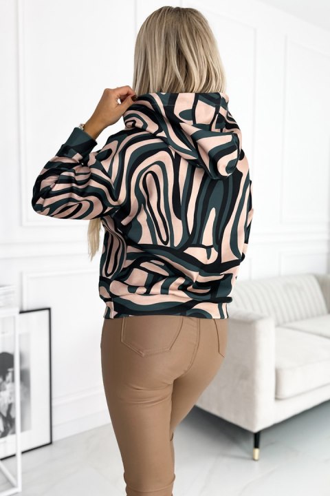 Bluza kangurka z kapturem - zielono-beżowe fale Bluza kangurka z kapturem - zielono-beżowe fale