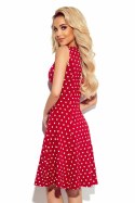 STELLA Sukienka z dekoltem w karo - BORDOWA W GROCHY