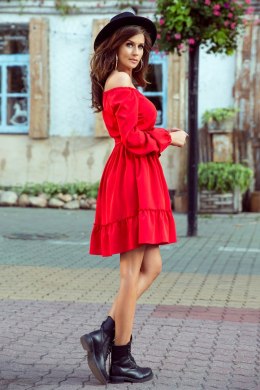 DAISY Sukienka z falbankami - CZERWONA