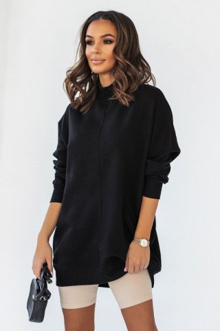 SIMPLE Czarna bluza ze stójką i przeszyciami