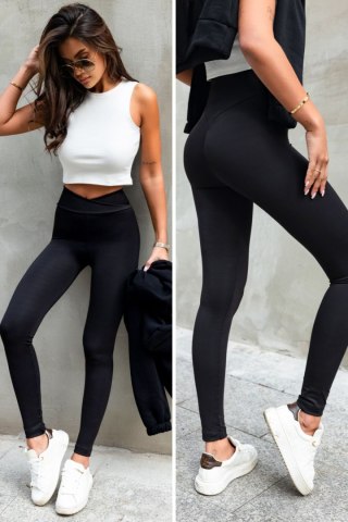 WISH Czarne elastyczne legginsy push-up