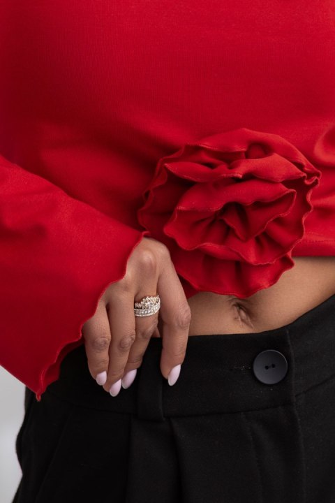 ROSE Czerwona bluzka z różą ROSE Czerwona bluzka z różą