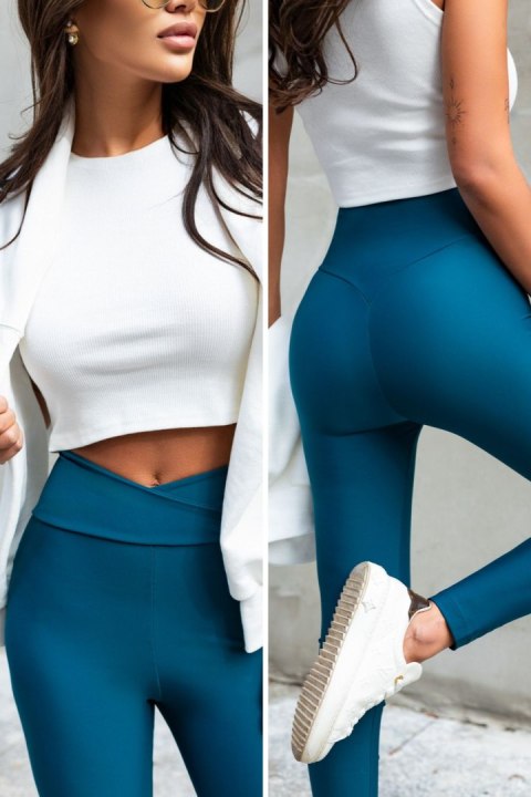WISH Morskie elastyczne legginsy push-up WISH Morskie elastyczne legginsy push-up