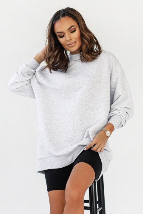 SIMPLE Szara bluza ze stójką i przeszyciami SIMPLE Szara bluza ze stójką i przeszyciami